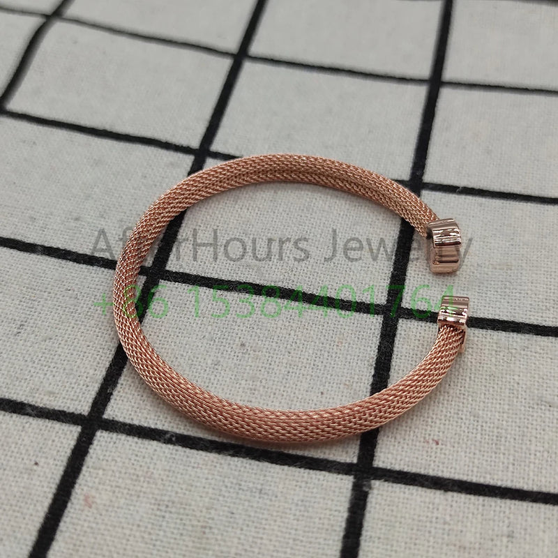 925 Silver High Steel And Rose Pearl Bracelet Bear DIY Jewelry