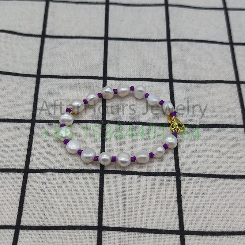 925 Silver Red Sweet Dolls Elastic Pearls Bracelet