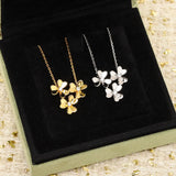 Golden Flower Lucky Clover Necklace Romantic Wedding Party Charm