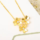 Golden Flower Lucky Clover Necklace Romantic Wedding Party Charm