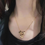 Golden Flower Lucky Clover Necklace Romantic Wedding Party Charm