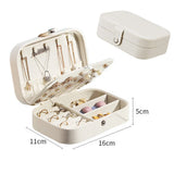 Portable Travel Jewelry Box Organizer Leather Earrings Necklaces Ring Storage