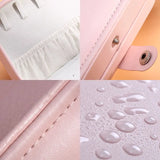 Portable Travel Jewelry Box Organizer Leather Earrings Necklaces Ring Storage