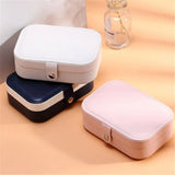 Portable Travel Jewelry Box Organizer Leather Earrings Necklaces Ring Storage