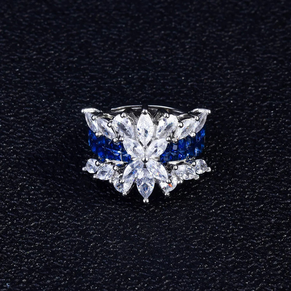 Princess Silver Engagement Ring Female Ladies Stunning Zircon Finger Rings