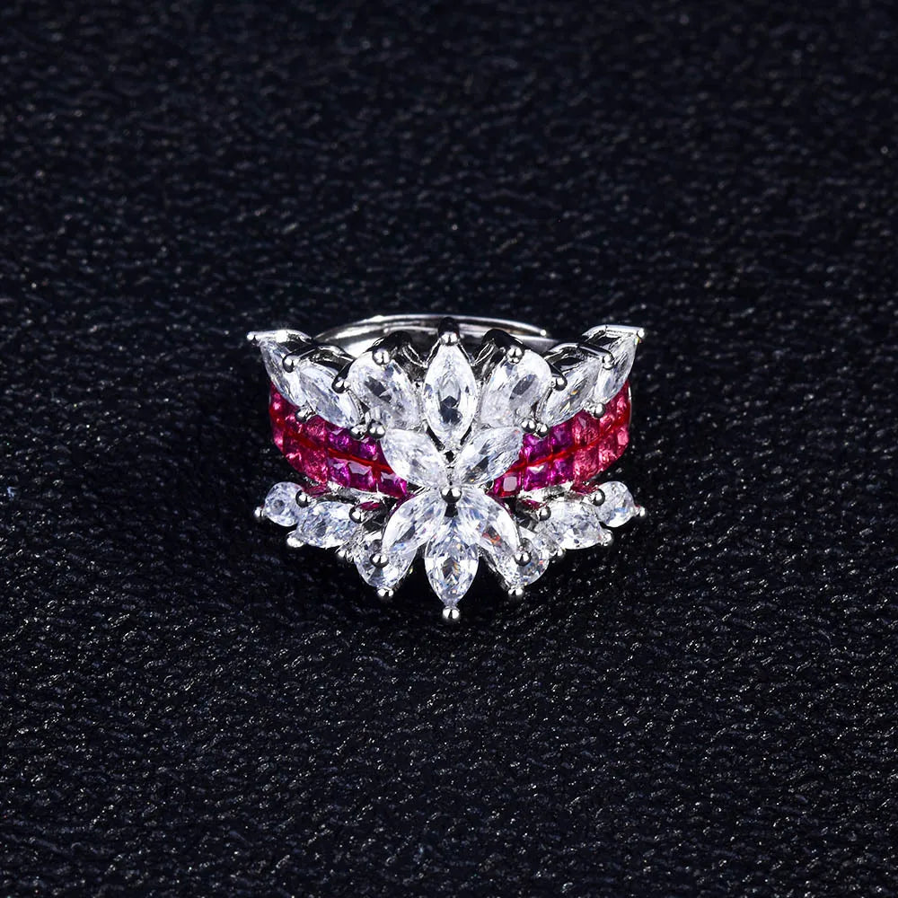 Princess Silver Engagement Ring Female Ladies Stunning Zircon Finger Rings
