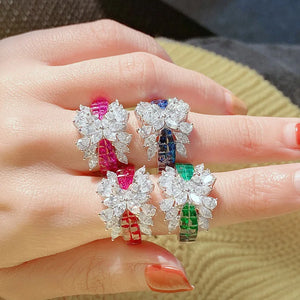 Princess Silver Engagement Ring Female Ladies Stunning Zircon Finger Rings