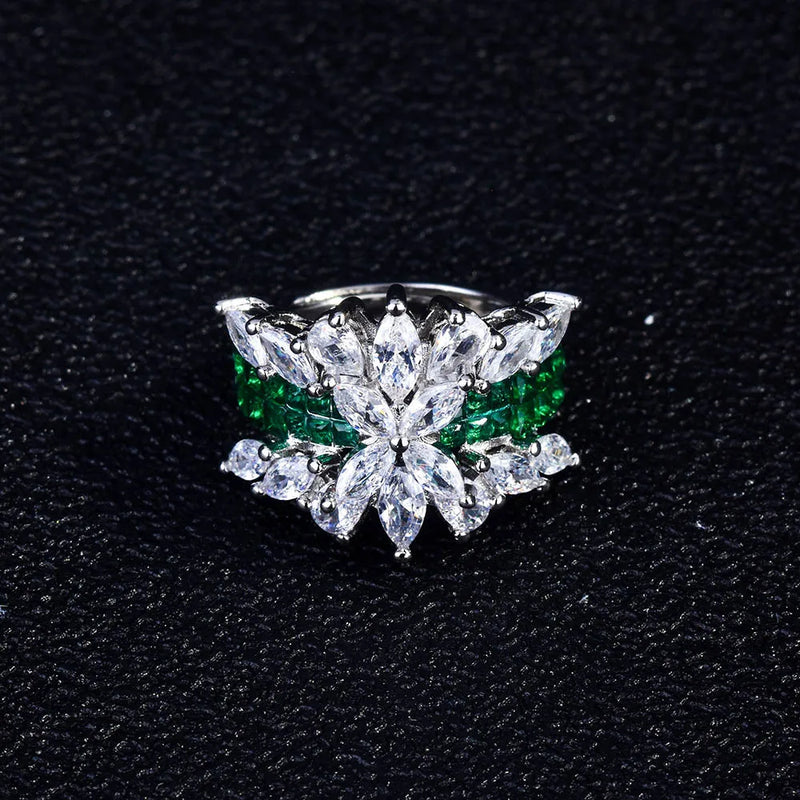 Princess Silver Engagement Ring Female Ladies Stunning Zircon Finger Rings
