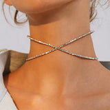 Punk Silver Open Geometric Alloy Choker Necklace