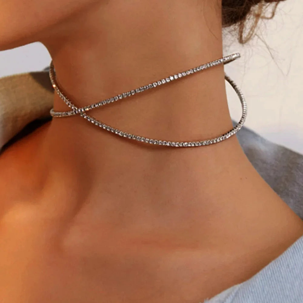 Punk Silver Open Geometric Alloy Choker Necklace