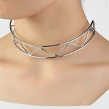 Punk Silver Wave Shape Torques Choker Necklaces