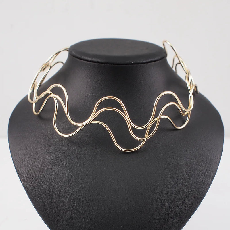 Vintage Punk Silver Torques Choker Necklace for Women