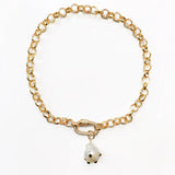 Punk Gold Chain Pendant Necklace with Baroque Pearl