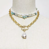 Punk Gold Chain Pendant Necklace with Baroque Pearl