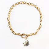 Punk Gold Chain Pendant Necklace with Baroque Pearl