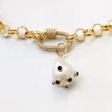 Punk Gold Chain Pendant Necklace with Baroque Pearl