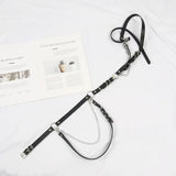 Punk Gothic Faux Leather Belt Metal Chain Ring Waist Strap Street Dance