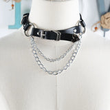 Punk Gothic Faux Leather Belt Metal Chain Ring Waist Strap Street Dance