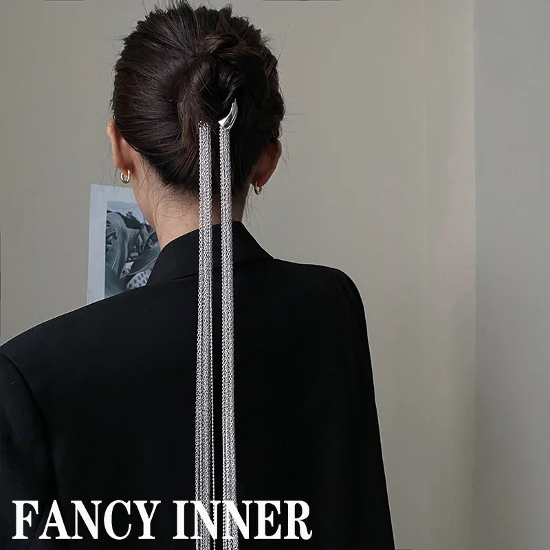 Punk Metal Hair Accessory Tassel Chain Headband Hairpin For Women Girls