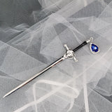 Punk Metal Sword Hairpin Chinese Ruby Hair Sticks DIY Hairstyle Tools