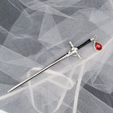 Punk Metal Sword Hairpin Chinese Ruby Hair Sticks DIY Hairstyle Tools