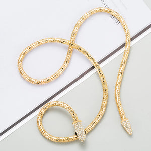 Punk Multilayer Bendy Snake Necklace Rhinestone Party Neck Jewelry