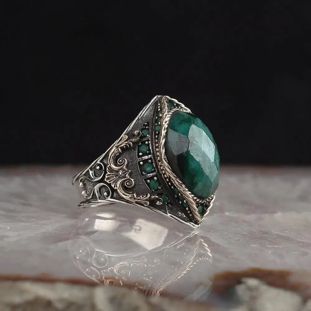Punk Muslim Jewelry Silver Men Rings Vintage Carved Eagle Pattern
