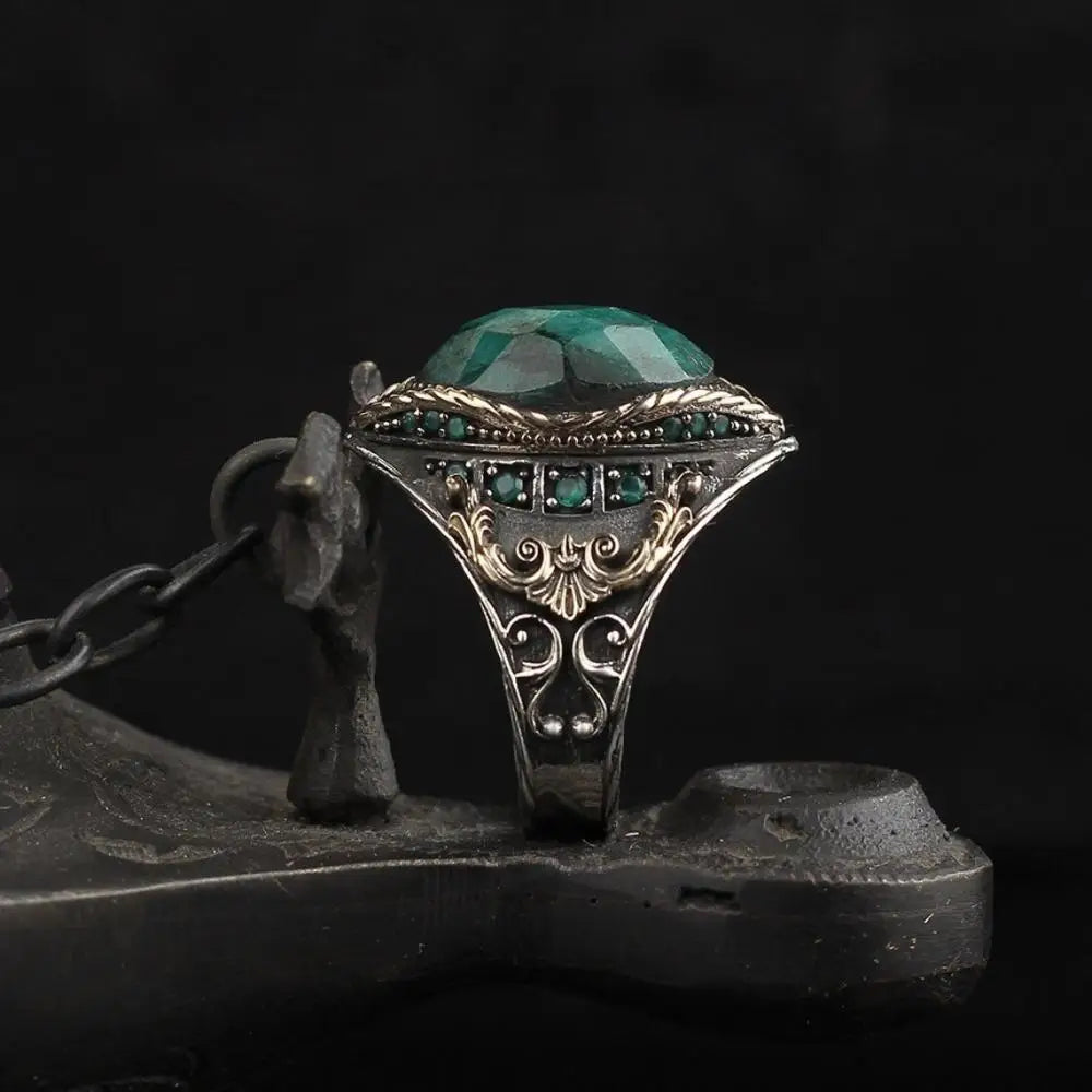 Punk Muslim Jewelry Silver Men Rings Vintage Carved Eagle Pattern