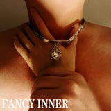 Punk Heart Necklace Metal Choker Collar Hip Hop Jewelry