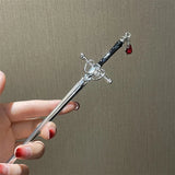 Punk Ruby Pendant Sword Hairpin Hair Sticks DIY Hairstyle Accessories