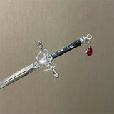 Punk Ruby Pendant Sword Hairpin Hair Sticks DIY Hairstyle Accessories