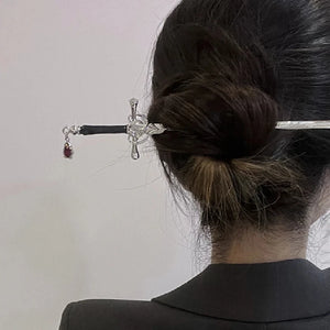 Punk Ruby Pendant Sword Hairpin Hair Sticks DIY Hairstyle Accessories