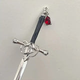 Punk Ruby Pendant Sword Hairpin Chinese Hair Sticks for Women