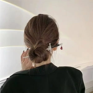 Punk Ruby Pendant Sword Hairpin Hair Sticks for Women