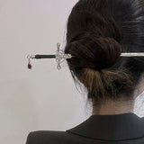 Punk Ruby Pendant Sword Hairpin Hair Sticks DIY Hairstyle Accessories
