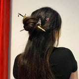 Punk Ruby Pendant Sword Hairpin Chinese Hair Sticks for Women