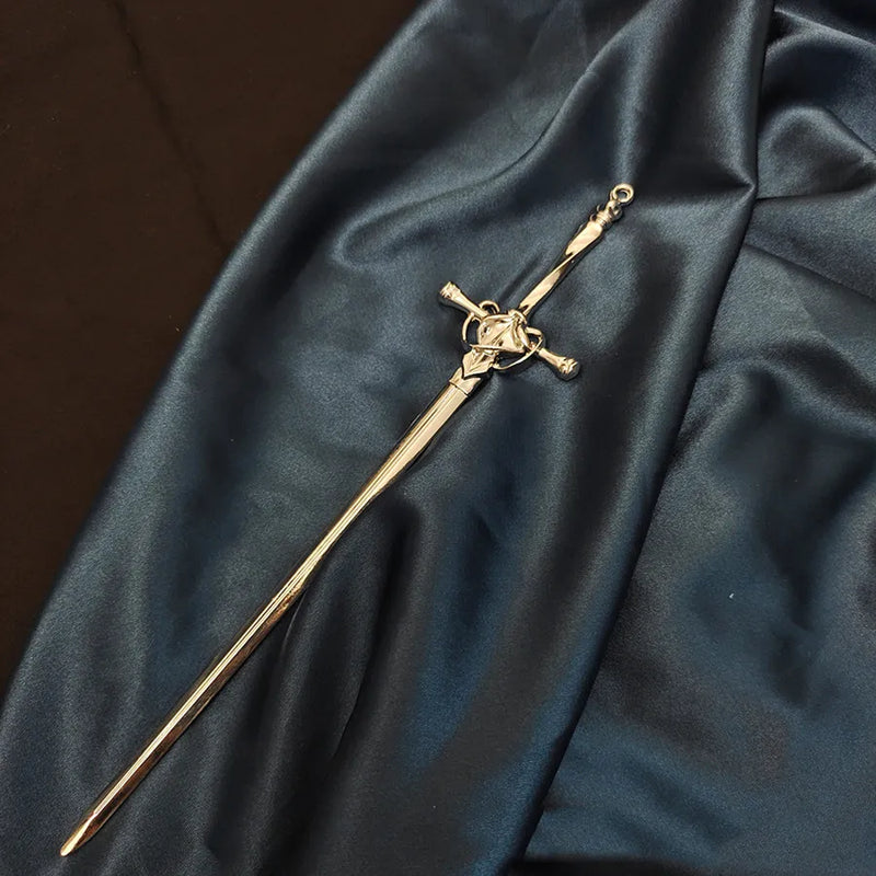 Punk Ruby Pendant Sword Hairpin Women