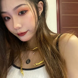 Punk Style Silver Snake Shape Torque Choker Necklace