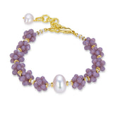 Purple Crystal Pearl Bracelet Vintage Round Chain Beads Bracelets