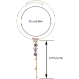 Purple Pearl Butterfly Flower Tassel Necklace Clavicle Chain