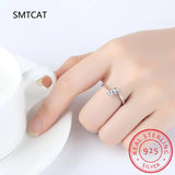 Real 925 Silver D Moissanite Finger Ring Adjustable Wedding Jewelry