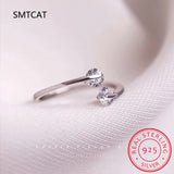 Real 925 Silver D Moissanite Finger Ring Adjustable Wedding Jewelry