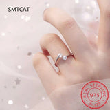 Real 925 Silver D Moissanite Finger Ring Adjustable Wedding Jewelry