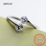 Real 925 Silver D Moissanite Finger Ring Adjustable Wedding Jewelry