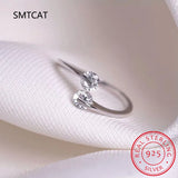 Real 925 Silver D Moissanite Finger Ring Adjustable Wedding Jewelry