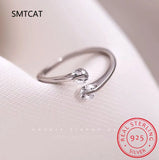 Real 925 Silver D Moissanite Finger Ring Adjustable Wedding Jewelry