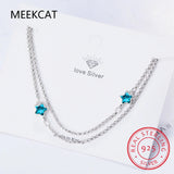 925 Sterling Silver Star Zirconia Bracelet Adjustable Chain for Women
