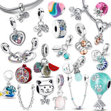 925 Silver Puzzle Heart Dangle Charm for Bracelets & Necklaces