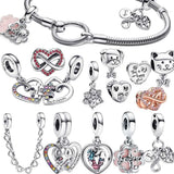 925 Silver Puzzle Heart Dangle Charm for Bracelets & Necklaces