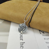 S925 Pure Silver Jewelry Personality Girl Round Card Retro Matte Pendant